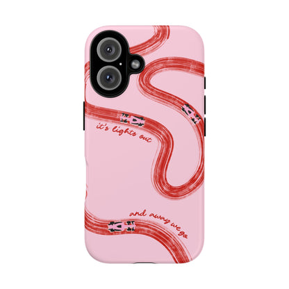 F1 Phone Case Pink and Red Painted "its lights out and away we go", Trendy F1 Gift, Formula 1 Gift, Cute F1 Phone Case, Unique Phone Case