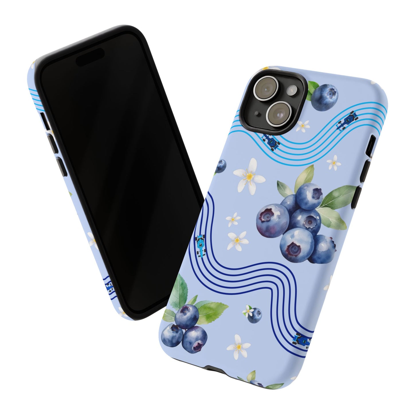 Blue F1 Williams and Blueberries Phone Case, Trendy F1 Gift, Formula 1 Gift, Cute Fruit F1 Phone Case, Unique Phone Case