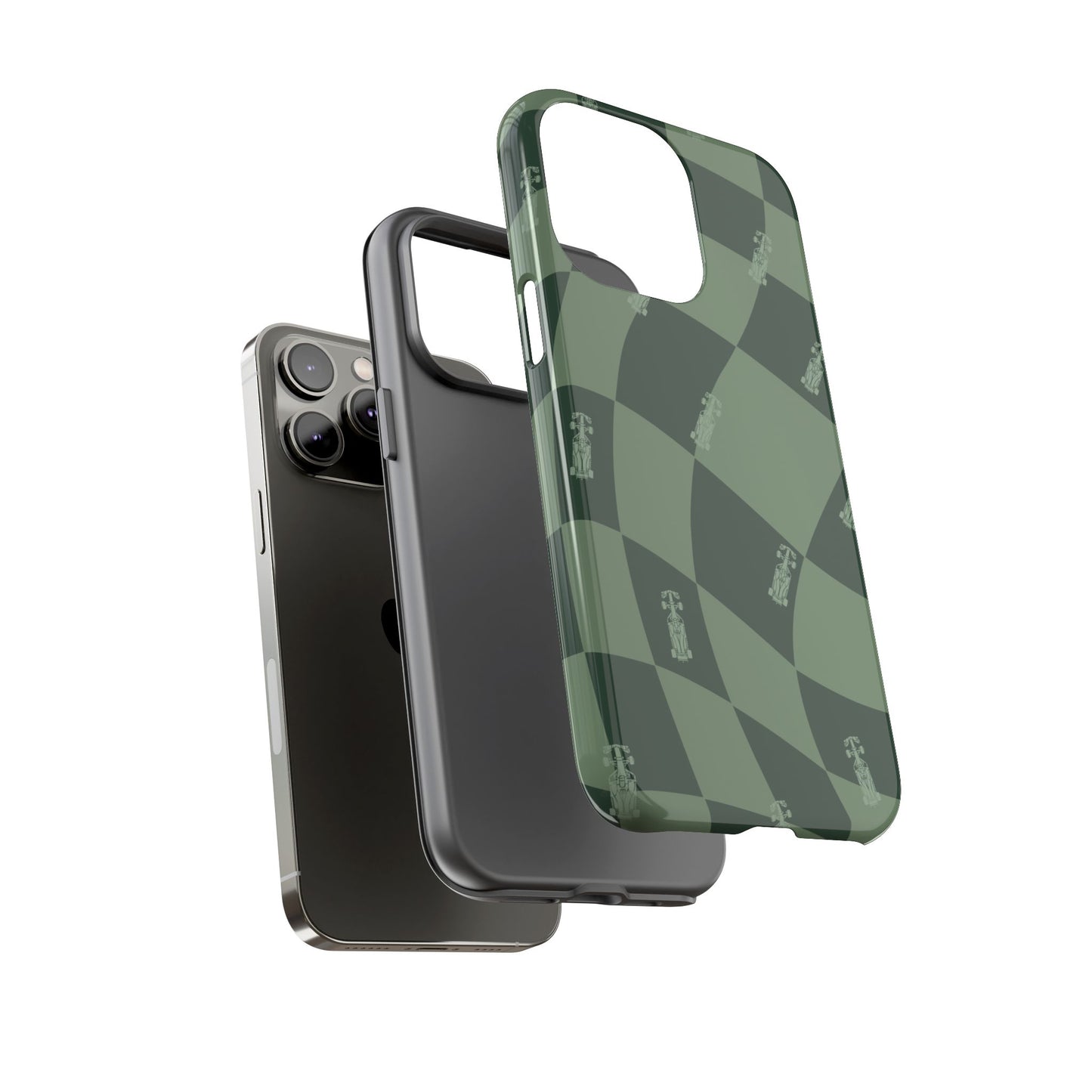 F1 Phone Case Green Checkerboard Design, Trendy F1 Gift, Formula 1 Gift, Cute F1 Phone Case, Unique Formula One Phone Case