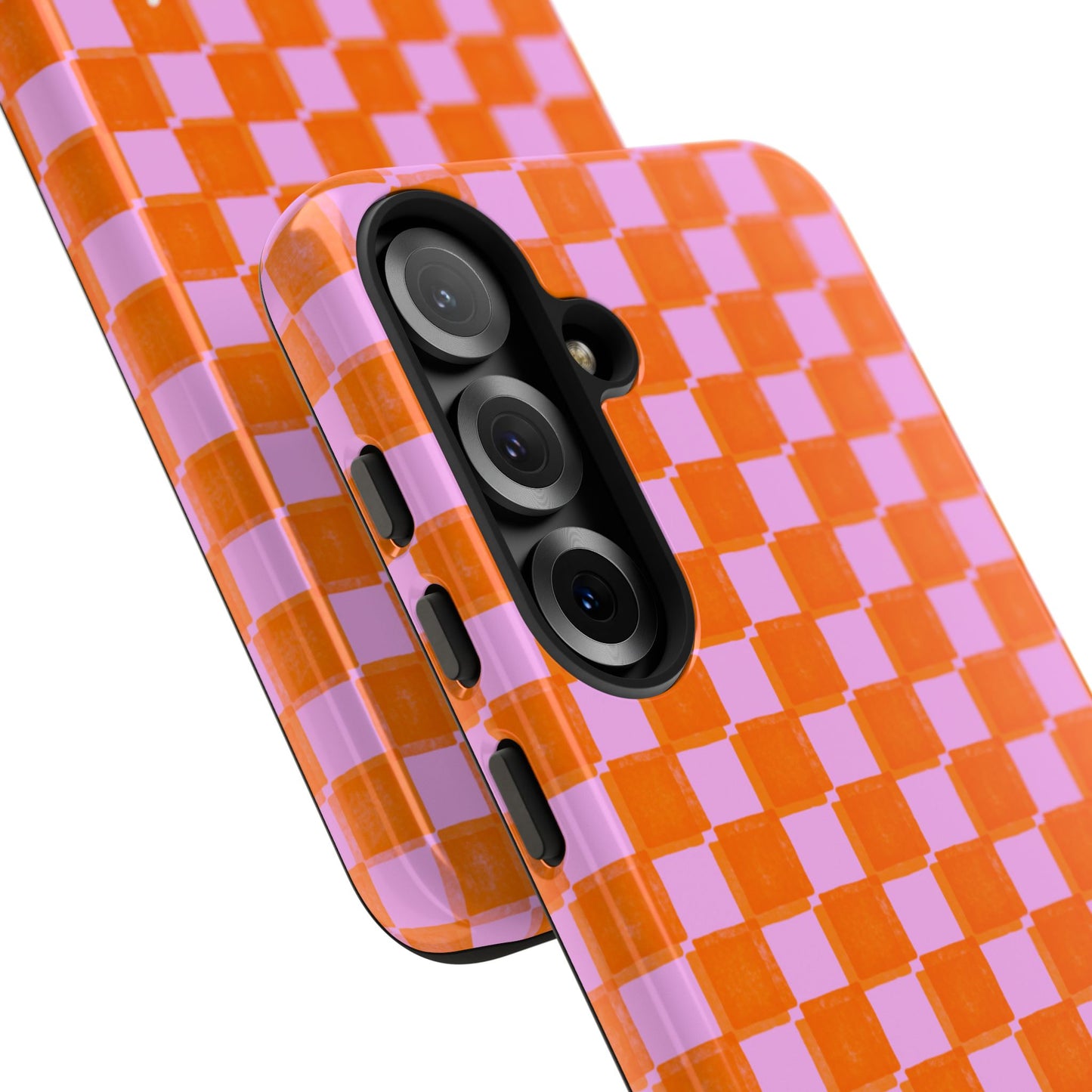 Simply Lovely Orange and Pink Checkered F1 Phone Case Design, Trendy F1 Gift, Formula 1 Gift, Cute F1 Phone Case