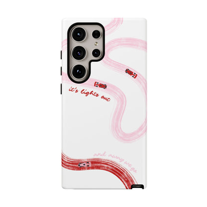 F1 Phone Case Pink and Red Painted "its lights out and away we go", Trendy F1 Gift, Formula 1 Gift, Cute F1 Phone Case, Unique Phone Case