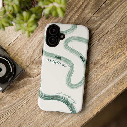 F1 Phone Case Green Painted "its lights out and away we go", Trendy F1 Gift, Formula 1 Gift, Cute F1 Phone Case, Gift for F1 Fans