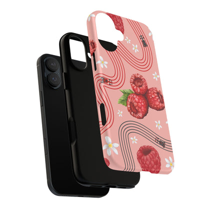 Red F1 Haas and Raspberries Phone Case, Trendy F1 Gift, Formula 1 Gift, Cute Fruit F1 Phone Case, Unique Phone Case