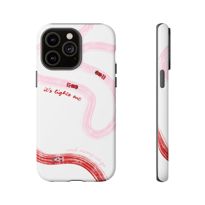 F1 Phone Case Pink and Red Painted "its lights out and away we go", Trendy F1 Gift, Formula 1 Gift, Cute F1 Phone Case, Unique Phone Case