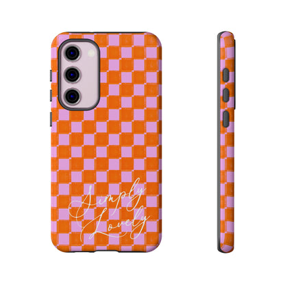 Simply Lovely Orange and Pink Checkered F1 Phone Case Design, Trendy F1 Gift, Formula 1 Gift, Cute F1 Phone Case