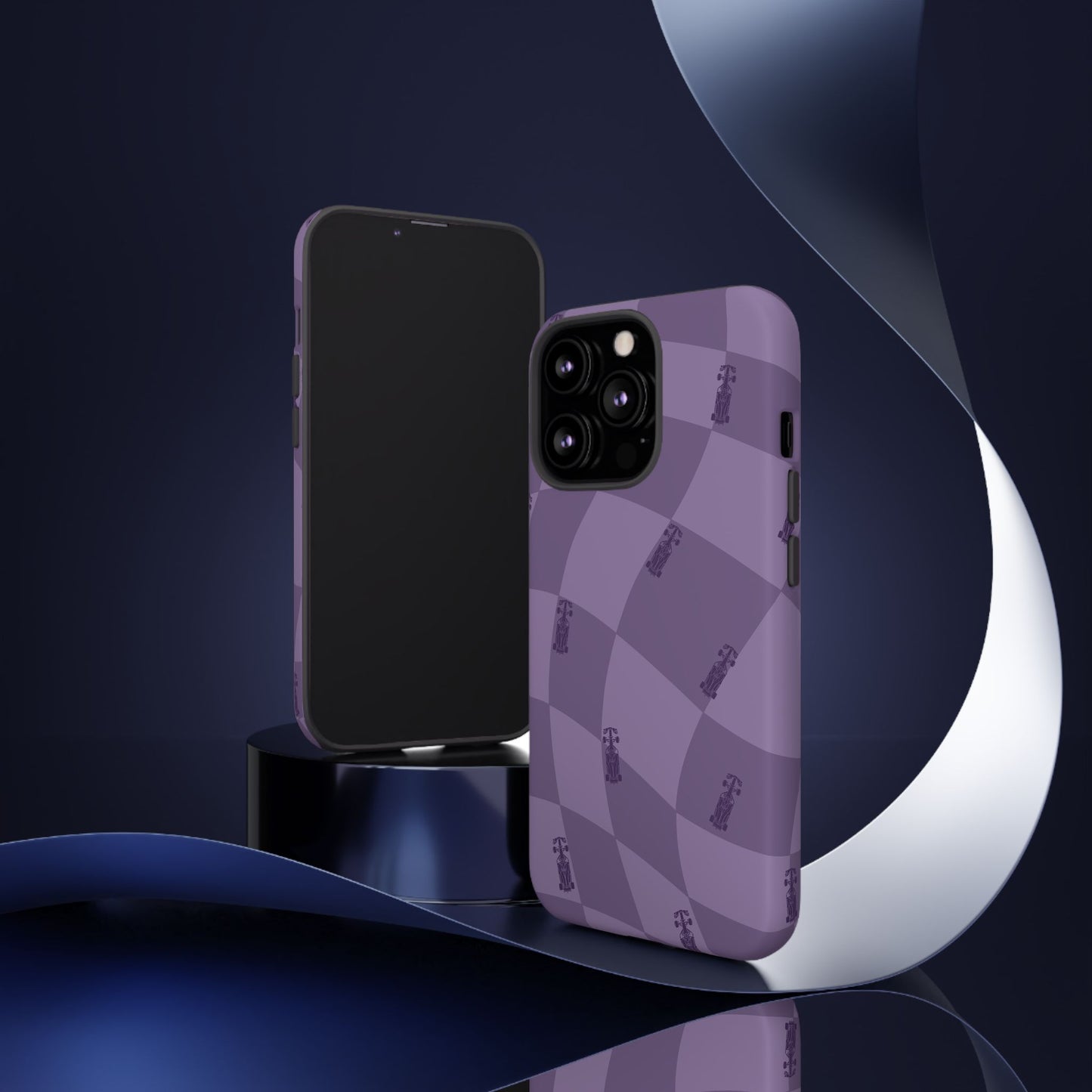 F1 Phone Case Purple Checkered Design, Trendy F1 Gift, Formula 1 Gift, Cute F1 Phone Case, Unique Formula One Phone Case