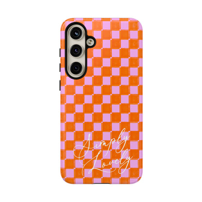 Simply Lovely Orange and Pink Checkered F1 Phone Case Design, Trendy F1 Gift, Formula 1 Gift, Cute F1 Phone Case