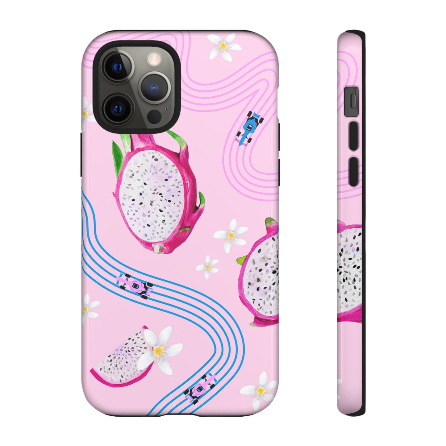 Pink F1 Alpine and Dragonfruit Phone Case, Trendy F1 Gift, Formula 1 Gift, Cute Fruit F1 Phone Case, Unique Phone Case