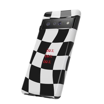 Black and Red Checkered F1 Phone Case, Box Box Box F1 Phone Case