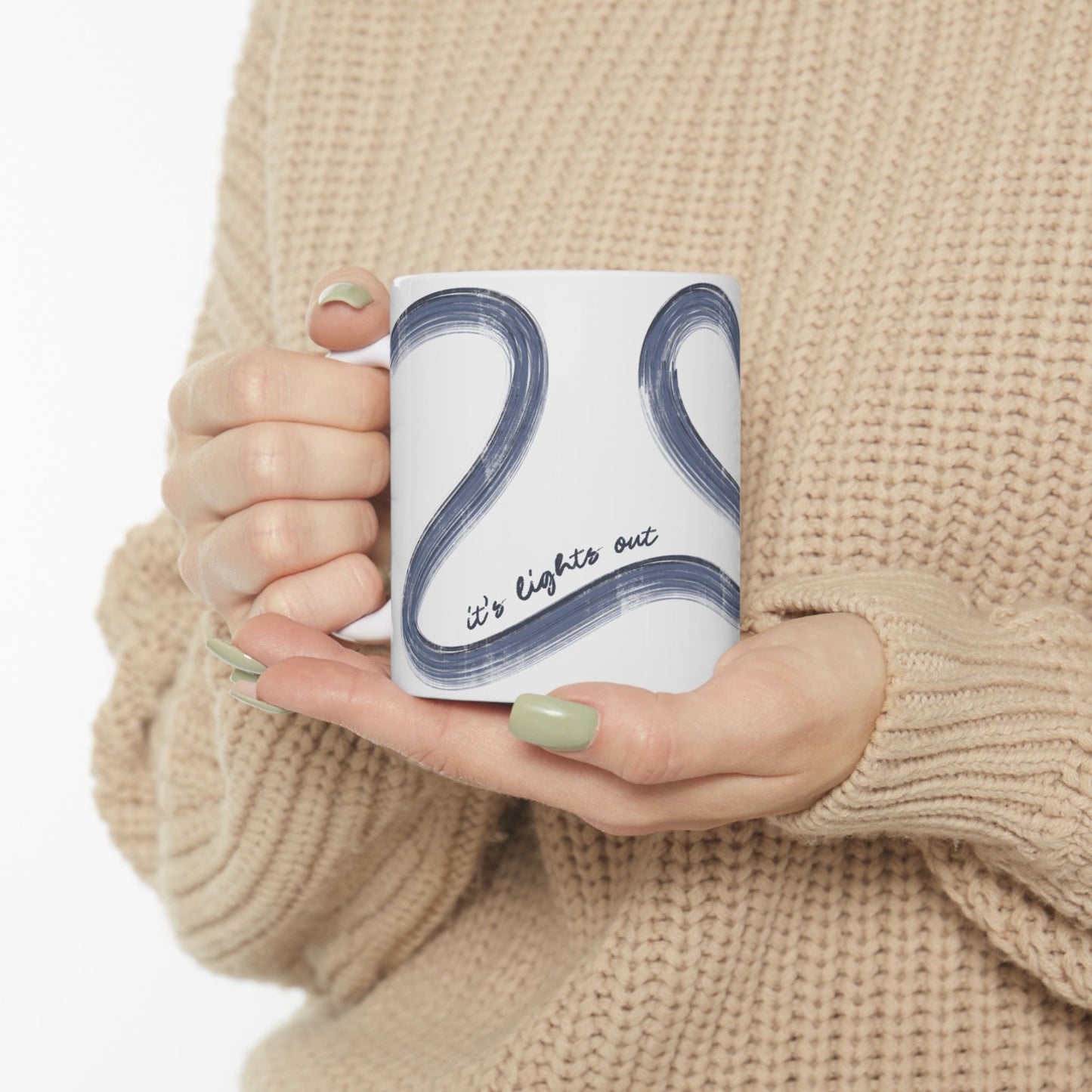 Blue F1 Painted It's Lights Out and Away We Go Mug, Unique Gift for Coffee Lovers, Whimsical Formula 1 Gift
