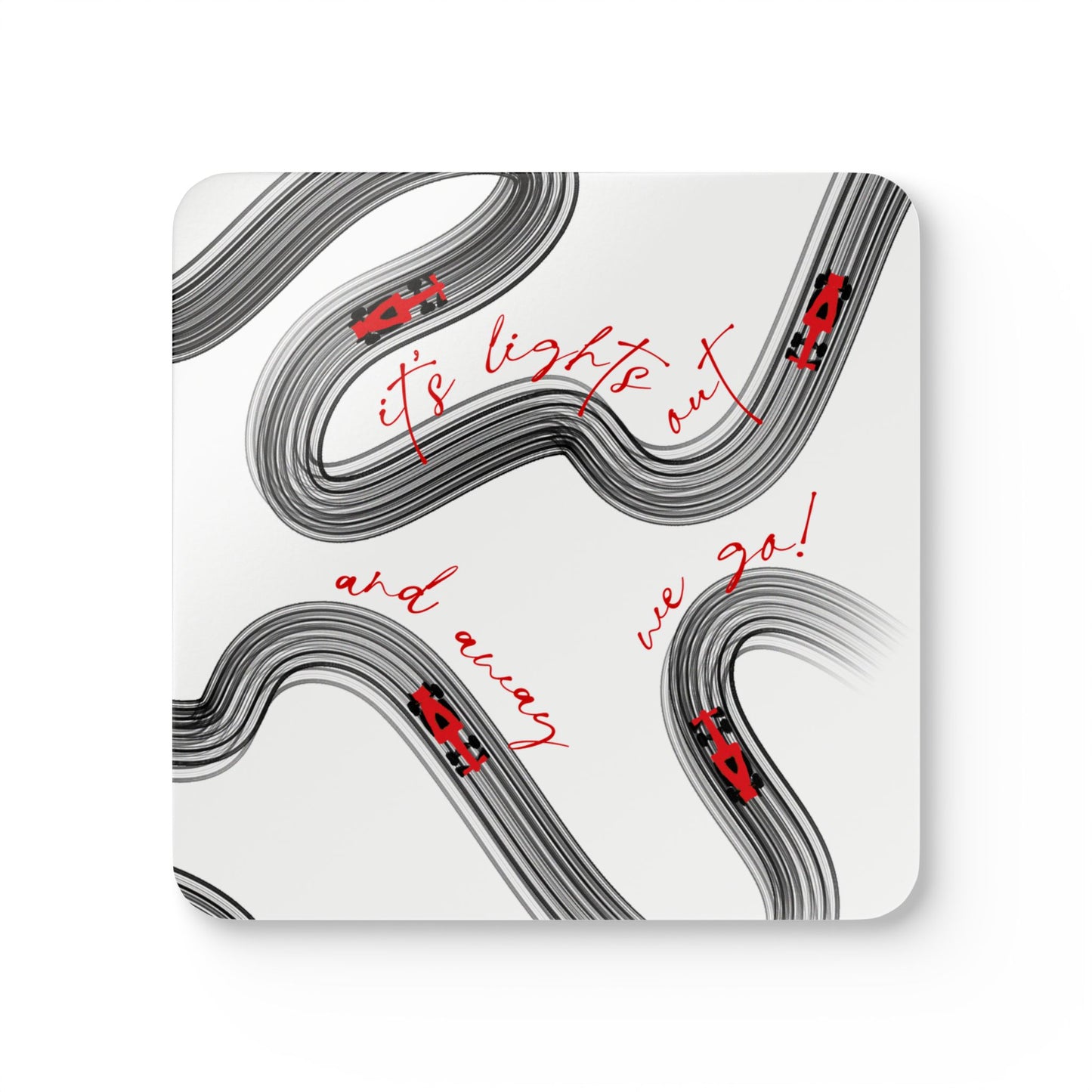 F1 Black and Red Corkwood Coaster Set of 4 | Formula 1 Coaster Set