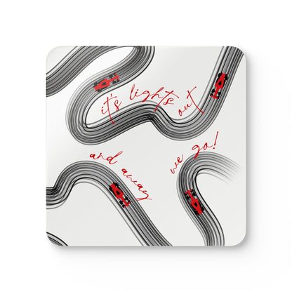 F1 Black and Red Corkwood Coaster Set of 4 | Formula 1 Coaster Set