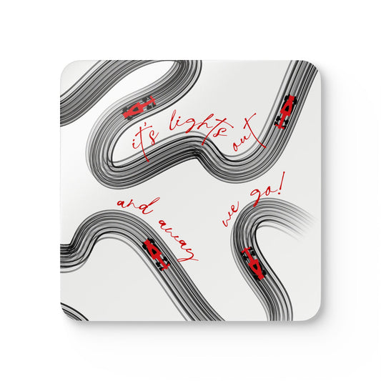 F1 Black and Red Corkwood Coaster Set of 4 | Formula 1 Coaster Set