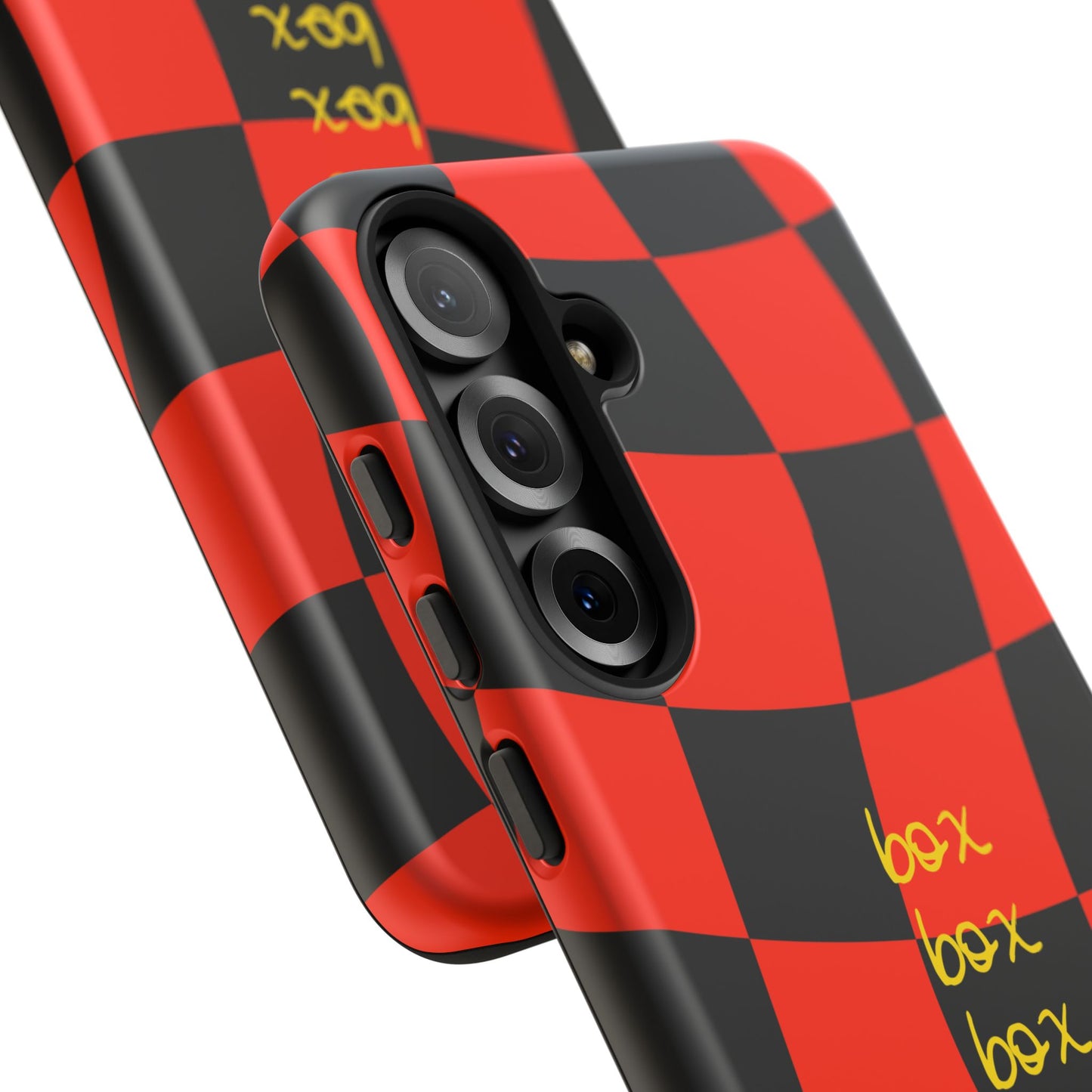 F1 Ferrari Black and Red Checkered Phone Case, Box Box Box F1 Phone Case
