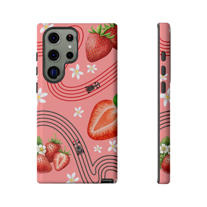 Red F1 Audi and Strawberries Phone Case, Trendy F1 Gift, Formula 1 Gift, Cute Fruit F1 Phone Case, Unique Phone Case