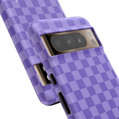 Simply Lovely Purple Checkered F1 Phone Case Design, Trendy F1 Gift, Formula 1 Gift, Cute F1 Phone Case