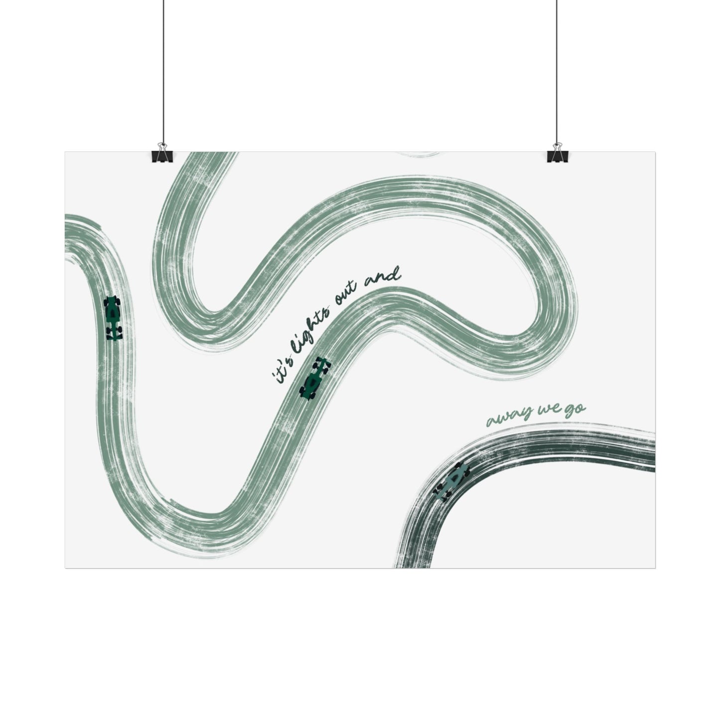 Horizontal Green F1 Abstract Art Poster | Minimalist F1 Art - EU Sizing (Physical Print)