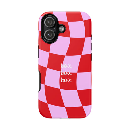 Pink and Red Checkered F1 Phone Case, Box Box Box F1 Phone Case