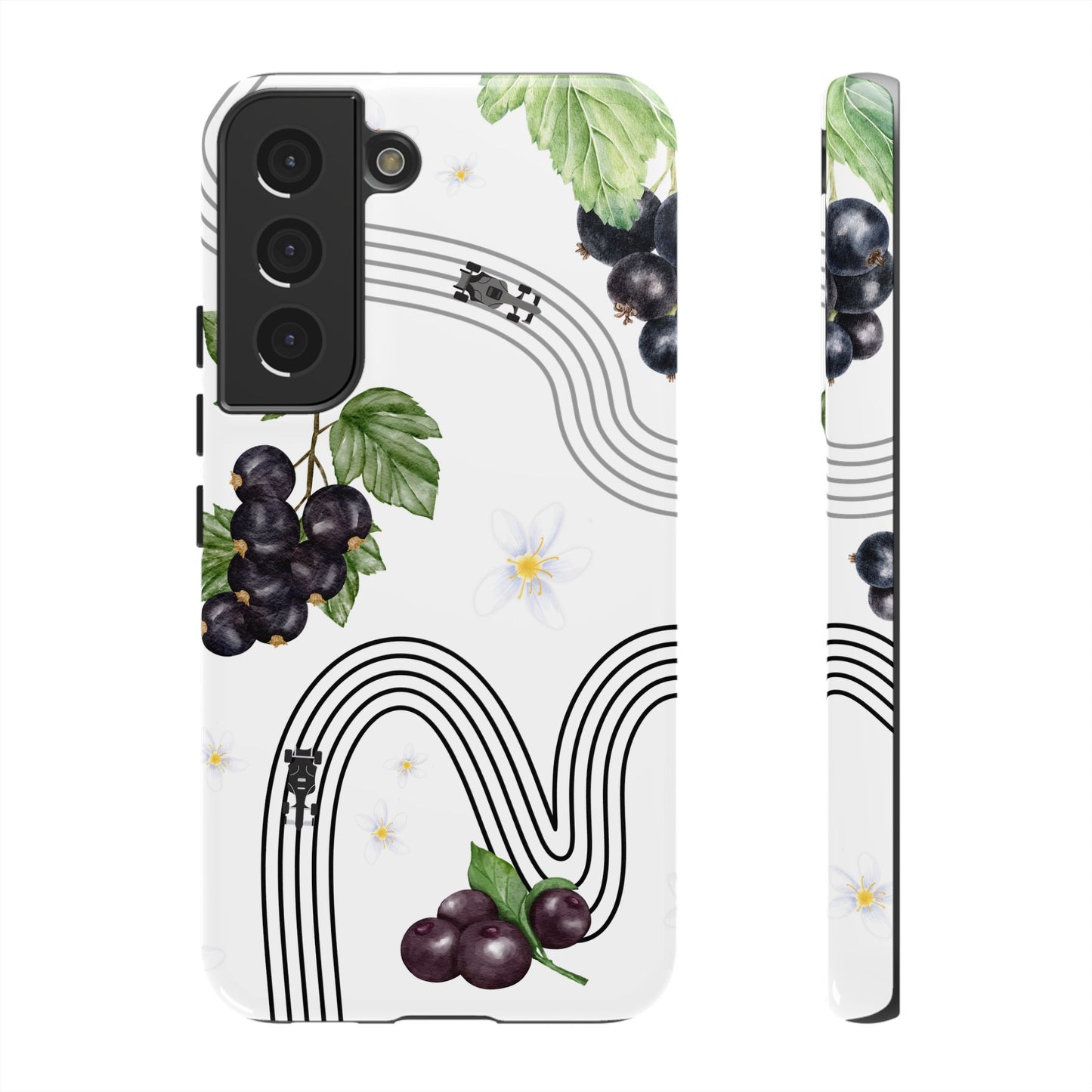 F1 Cadillac and Black Currants Phone Case, Trendy F1 Gift, Formula 1 Gift, Cute Fruit F1 Phone Case, Unique Phone Case