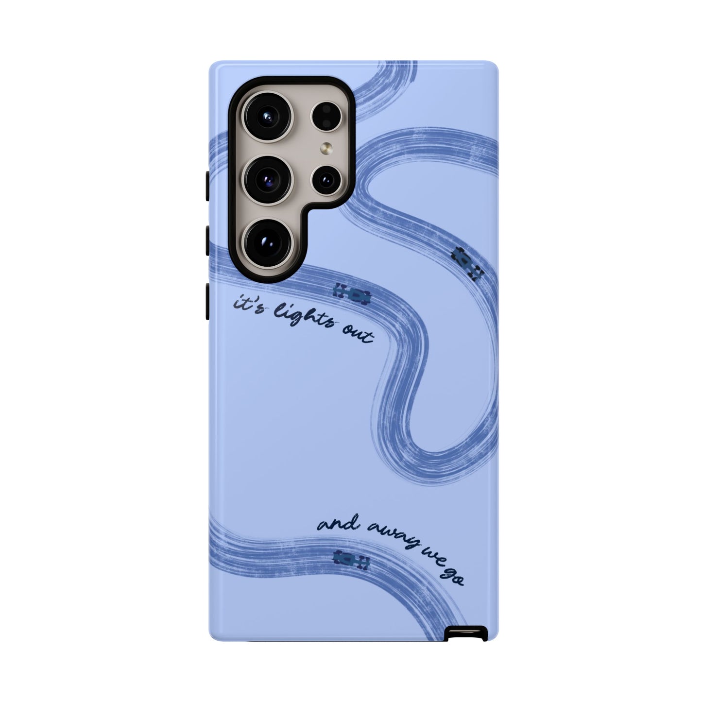 F1 Phone Case Monochrome Blue Painted "its lights out and away we go", Trendy F1 Gift, Formula 1 Gift, Cute F1 Phone Case, Phone Case