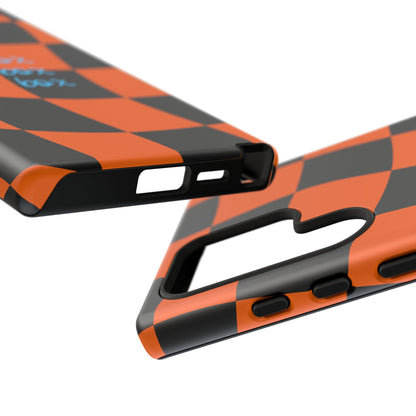 McLaren Orange and Black Checkered F1 Phone Case, Box Box Box F1 Phone Case