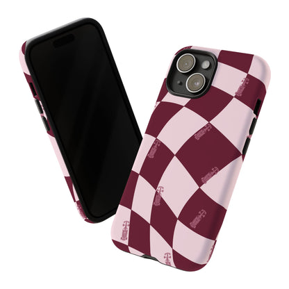 F1 Phone Case Pink Checkered Design, Trendy F1 Gift, Formula 1 Gift, Cute F1 Phone Case, Unique Formula One Phone Case