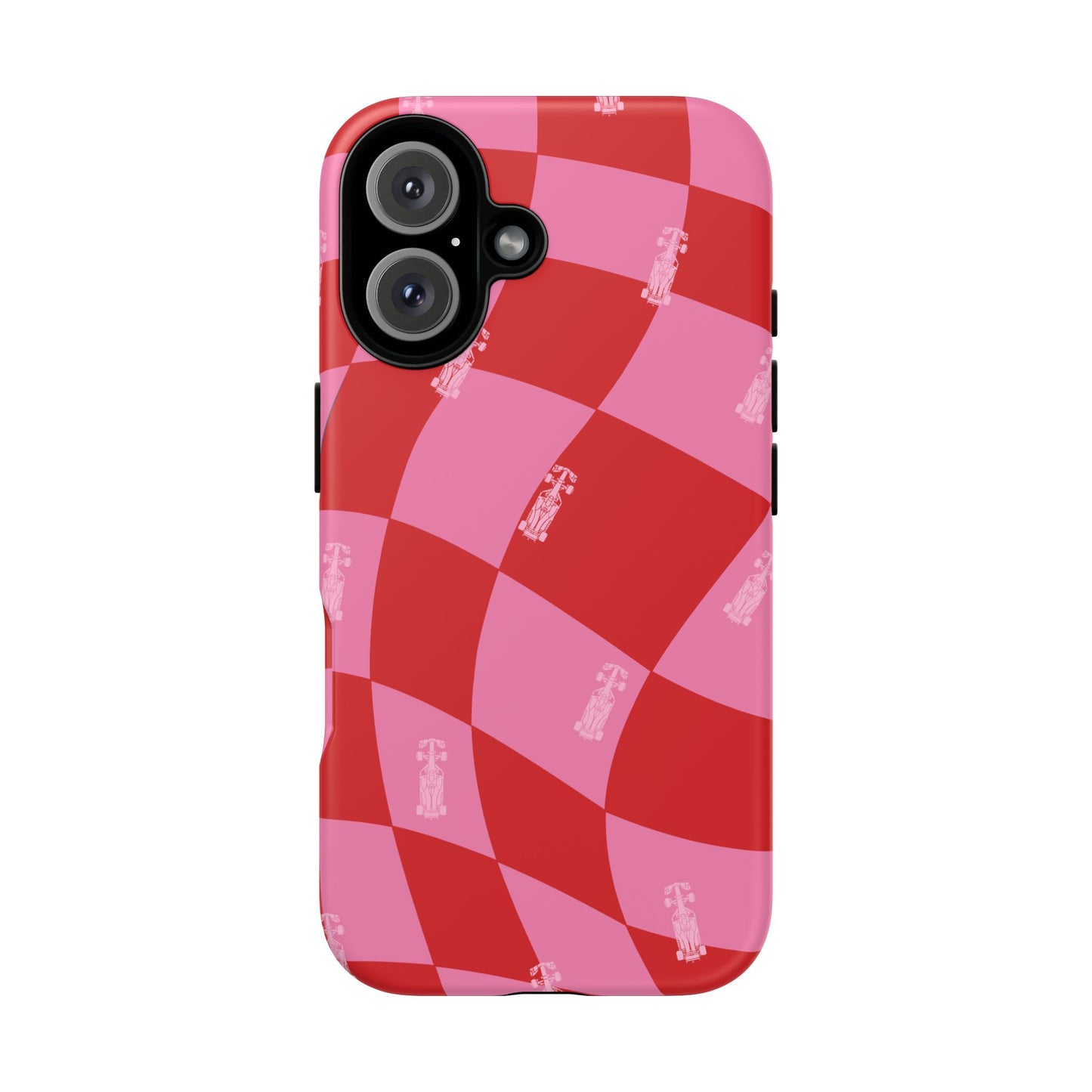F1 Phone Case Pink and Red Checkerboard Design, Trendy F1 Gift, Girly Formula 1 Gift, Cute F1 Phone Case, Unique Formula One Phone Case
