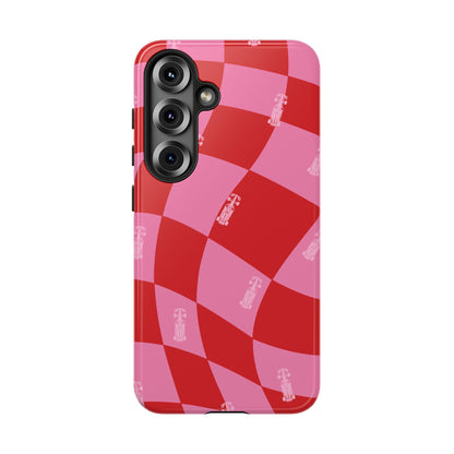 F1 Phone Case Pink and Red Checkerboard Design, Trendy F1 Gift, Girly Formula 1 Gift, Cute F1 Phone Case, Unique Formula One Phone Case