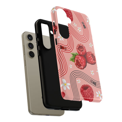 Red F1 Haas and Raspberries Phone Case, Trendy F1 Gift, Formula 1 Gift, Cute Fruit F1 Phone Case, Unique Phone Case