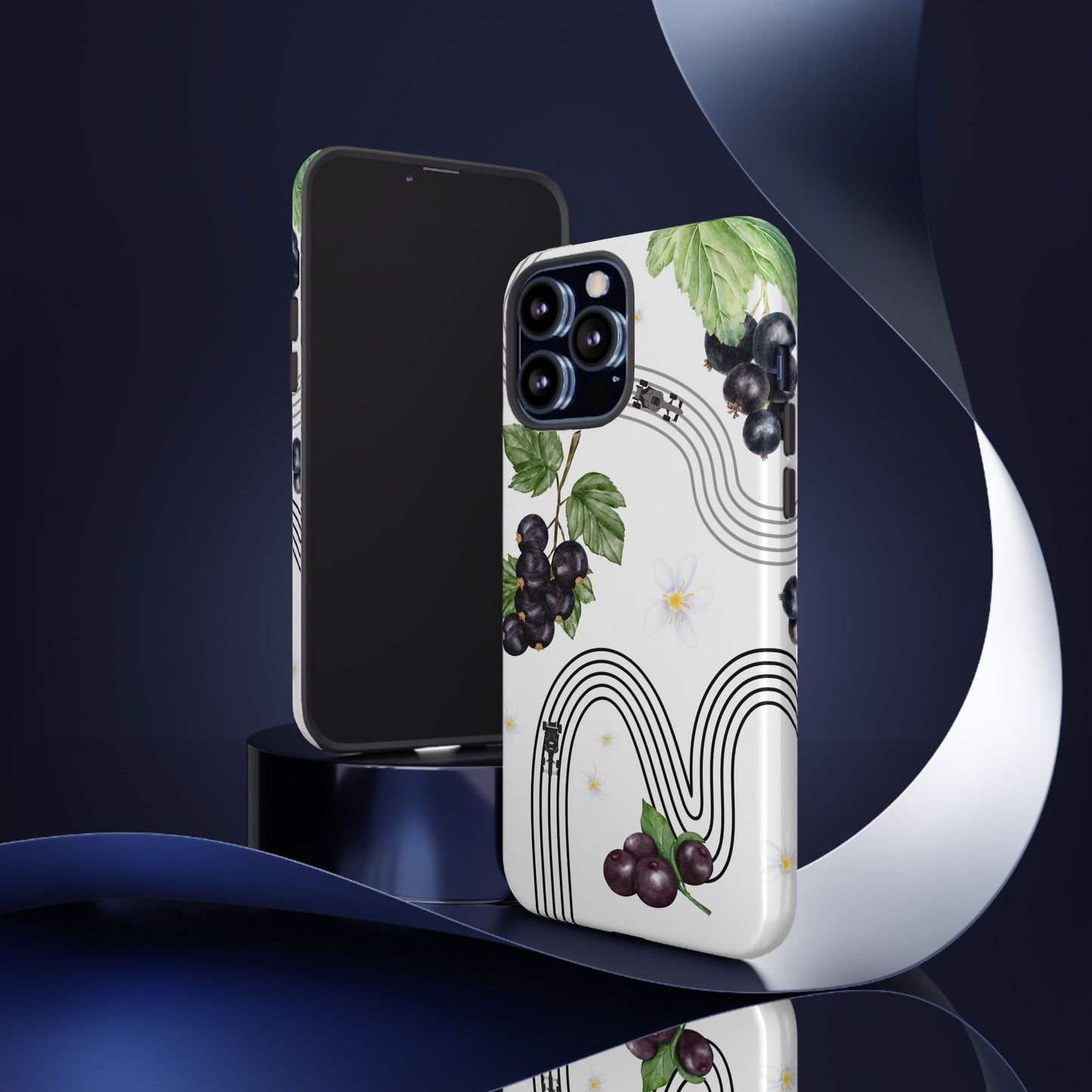 F1 Cadillac and Black Currants Phone Case, Trendy F1 Gift, Formula 1 Gift, Cute Fruit F1 Phone Case, Unique Phone Case