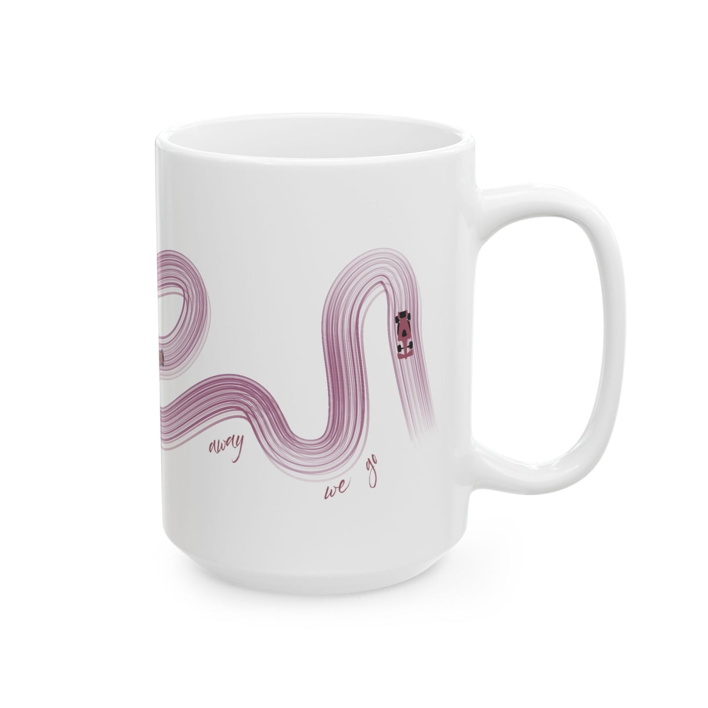 Purple Painted F1  It's Lights Out and Away We Go Mug, Unique Gift for Coffee Lovers, Whimsical Formula 1 Gift