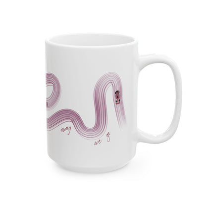 Purple Painted F1  It's Lights Out and Away We Go Mug, Unique Gift for Coffee Lovers, Whimsical Formula 1 Gift