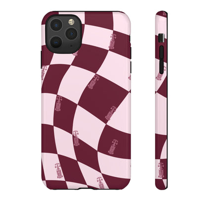 F1 Phone Case Pink Checkered Design, Trendy F1 Gift, Formula 1 Gift, Cute F1 Phone Case, Unique Formula One Phone Case