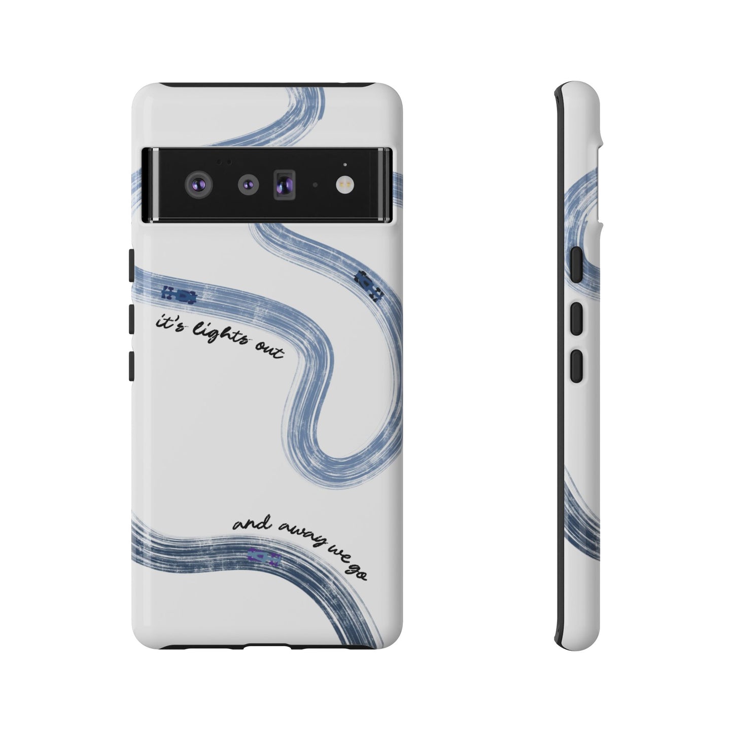 F1 Phone Case Blue Painted "its lights out and away we go", Trendy F1 Gift, Formula 1 Gift, Cute F1 Phone Case, Gift for F1 Fans