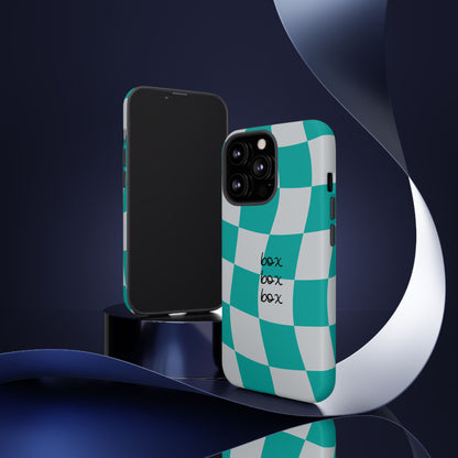 Mercedes Teal and Grey Checkered F1 Phone Case, Box Box Box F1 Phone Case