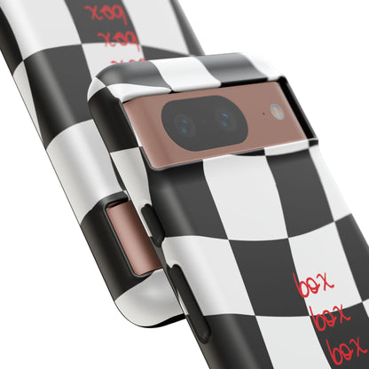 Black and Red Checkered F1 Phone Case, Box Box Box F1 Phone Case