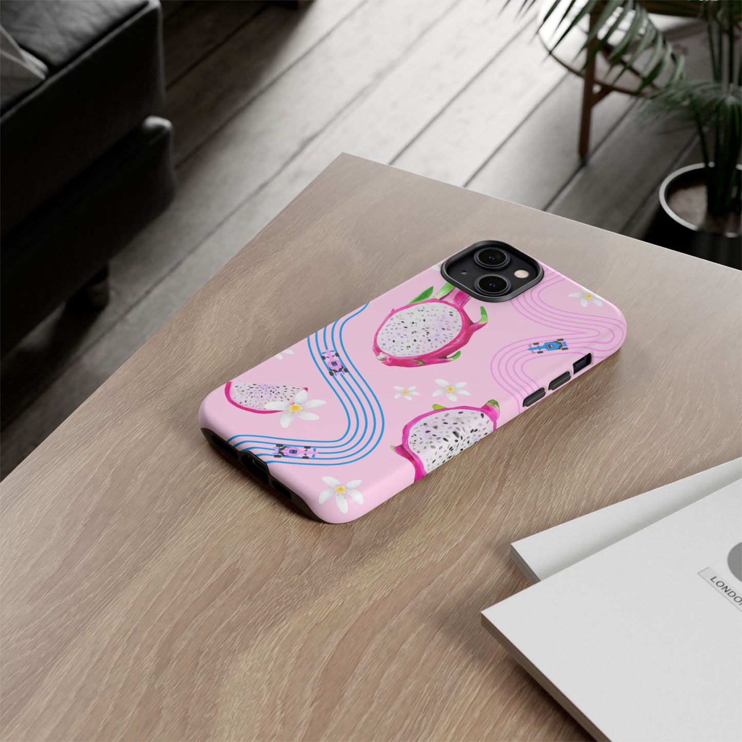 Pink F1 Alpine and Dragonfruit Phone Case, Trendy F1 Gift, Formula 1 Gift, Cute Fruit F1 Phone Case, Unique Phone Case