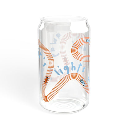 McLaren F1 Orange and Blue It's Lights Out sipper glass | 16oz