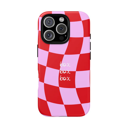 Pink and Red Checkered F1 Phone Case, Box Box Box F1 Phone Case