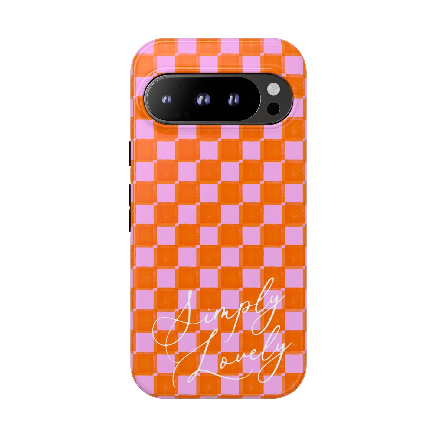 Simply Lovely Orange and Pink Checkered F1 Phone Case Design, Trendy F1 Gift, Formula 1 Gift, Cute F1 Phone Case
