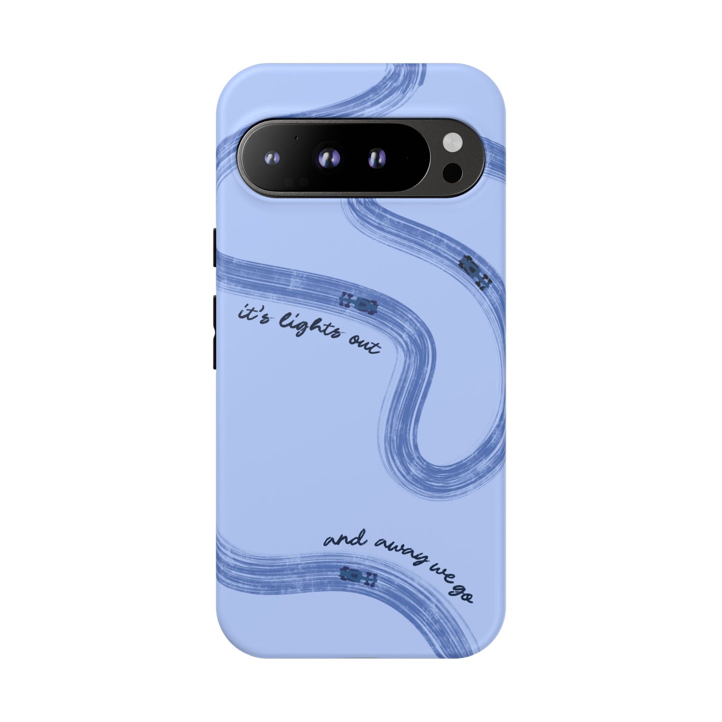 F1 Phone Case Monochrome Blue Painted "its lights out and away we go", Trendy F1 Gift, Formula 1 Gift, Cute F1 Phone Case, Phone Case