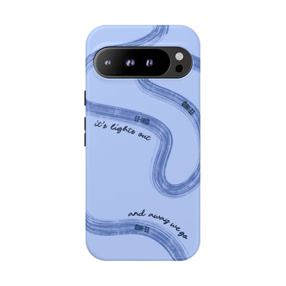 F1 Phone Case Monochrome Blue Painted "its lights out and away we go", Trendy F1 Gift, Formula 1 Gift, Cute F1 Phone Case, Phone Case