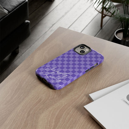 Simply Lovely Purple Checkered F1 Phone Case Design, Trendy F1 Gift, Formula 1 Gift, Cute F1 Phone Case