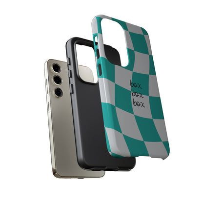 Mercedes Teal and Grey Checkered F1 Phone Case, Box Box Box F1 Phone Case