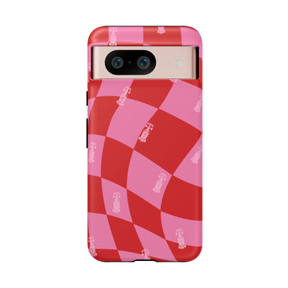 F1 Phone Case Pink and Red Checkerboard Design, Trendy F1 Gift, Girly Formula 1 Gift, Cute F1 Phone Case, Unique Formula One Phone Case
