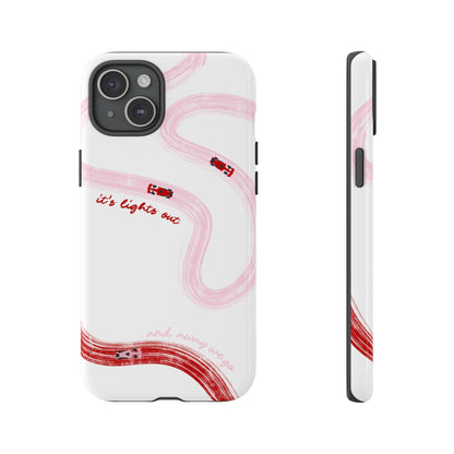 F1 Phone Case Pink and Red Painted "its lights out and away we go", Trendy F1 Gift, Formula 1 Gift, Cute F1 Phone Case, Unique Phone Case