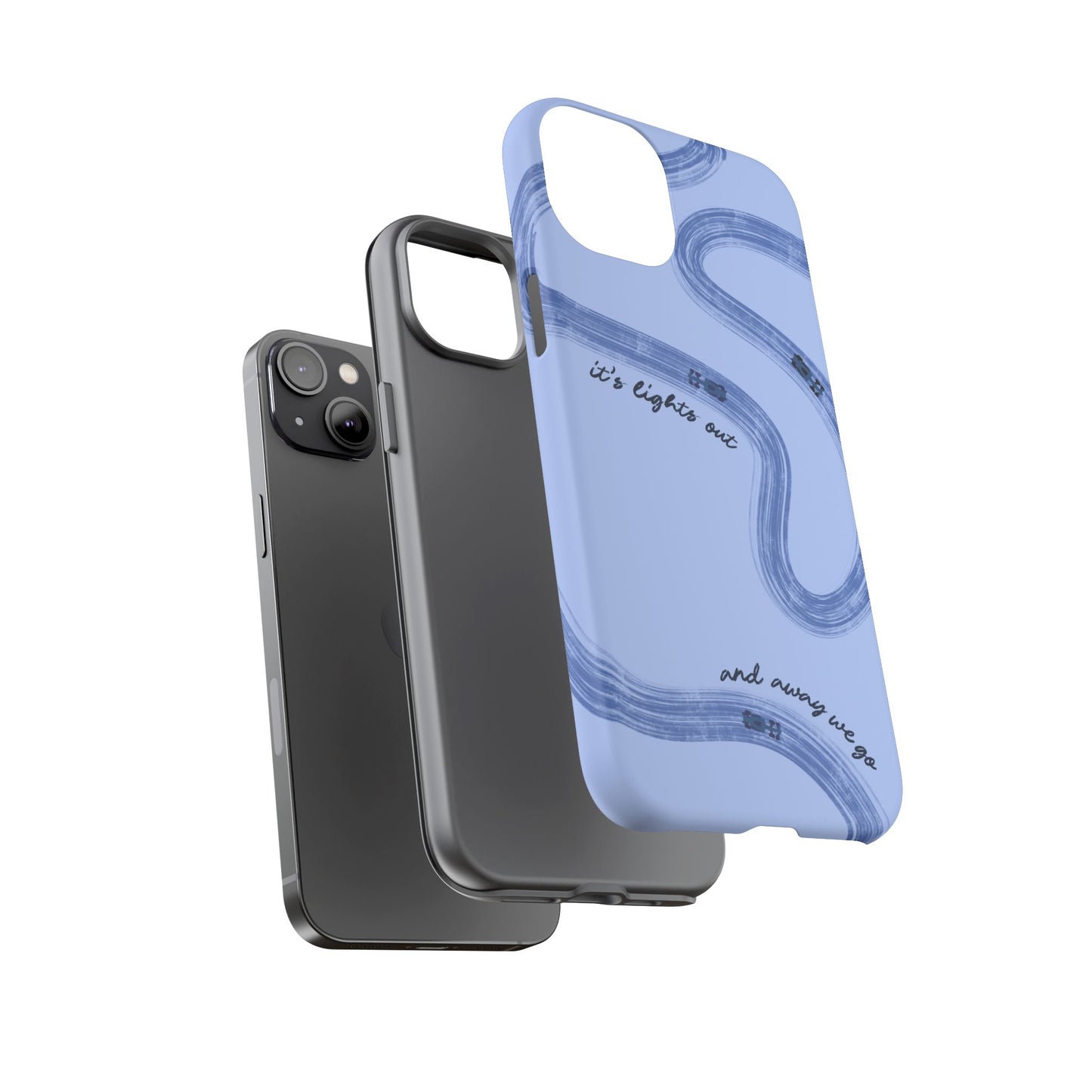 F1 Phone Case Monochrome Blue Painted "its lights out and away we go", Trendy F1 Gift, Formula 1 Gift, Cute F1 Phone Case, Phone Case