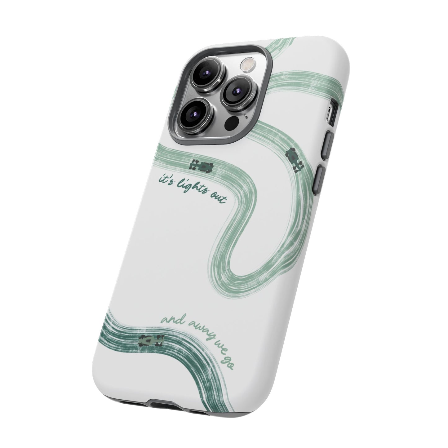 F1 Phone Case Green Painted "its lights out and away we go", Trendy F1 Gift, Formula 1 Gift, Cute F1 Phone Case, Gift for F1 Fans