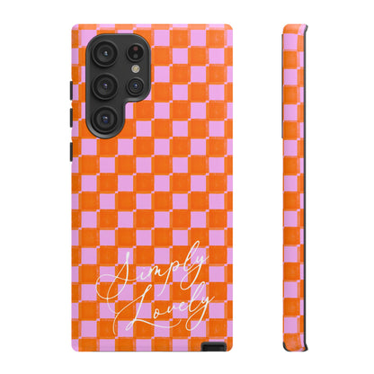 Simply Lovely Orange and Pink Checkered F1 Phone Case Design, Trendy F1 Gift, Formula 1 Gift, Cute F1 Phone Case