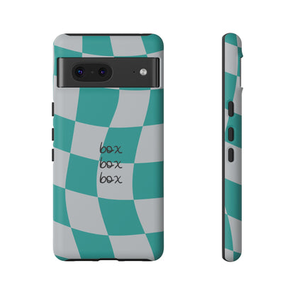 Mercedes Teal and Grey Checkered F1 Phone Case, Box Box Box F1 Phone Case